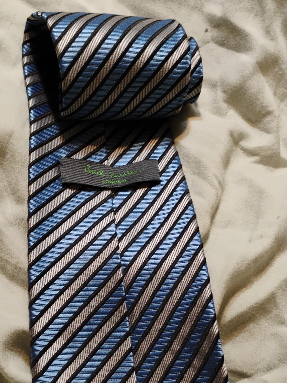 Paul Smith Blue and Gray Diagonal Stripe Tie